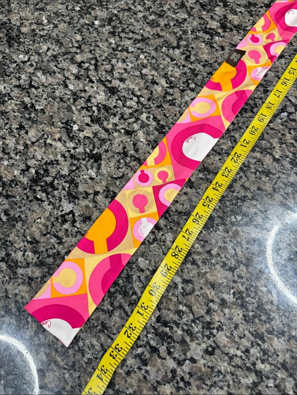 Coach silk twilly scarf Pink, Yellow & Orange Graphic Signature Scarf EUC